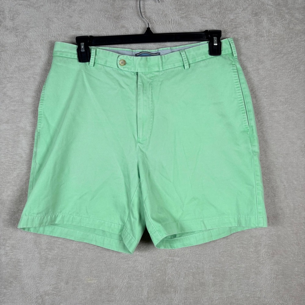 Peter Millar Shorts Mens 35 Mint Green Pima Cotton Flat Front Casual Golf Summer